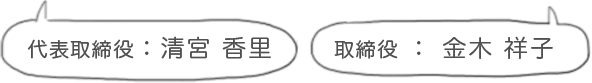 代表取締役:清宮 香里 取締役:金木 祥子